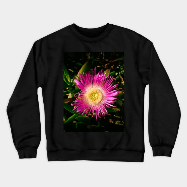 colourful Hot pink flower Crewneck Sweatshirt by stevepaint